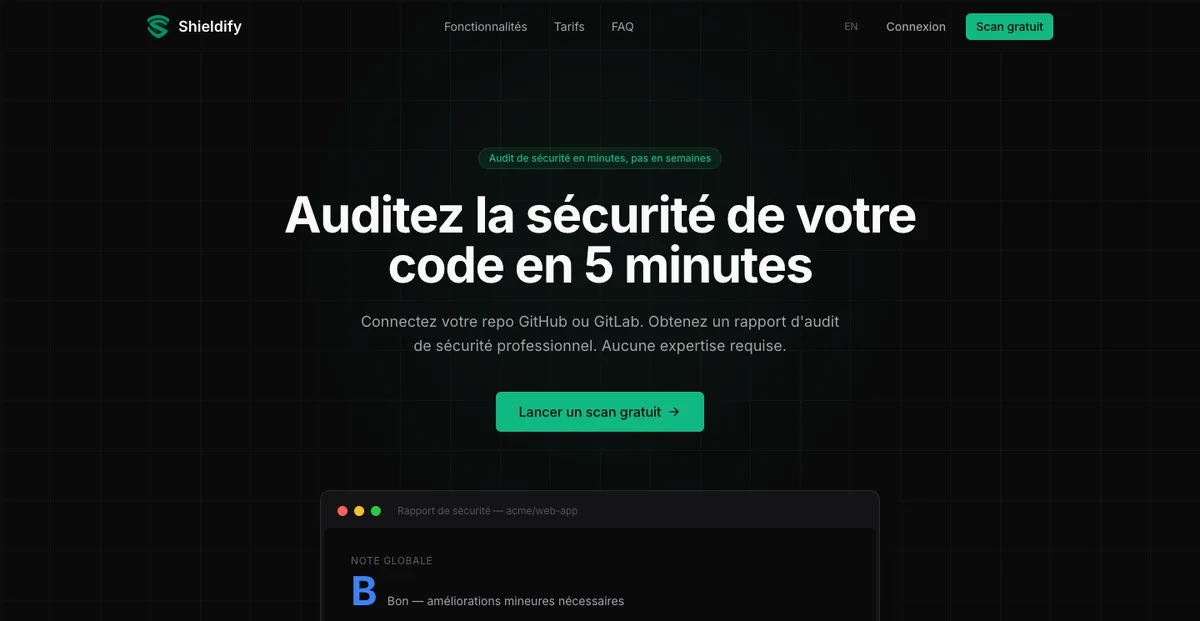 Aperçu du projet Shieldify