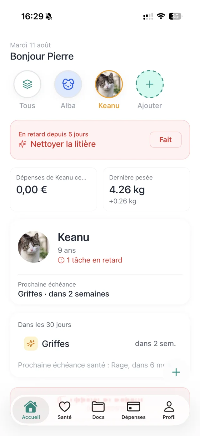 Écran 1 de l'application Animoo